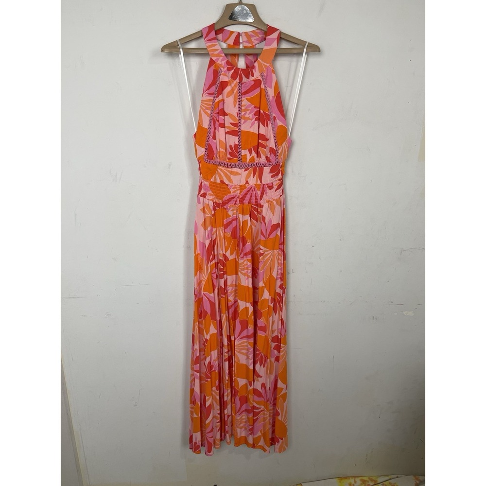 Abel the Label Women Dress Large Tropical‎ Maxi Beachy Resort Open Back Halter